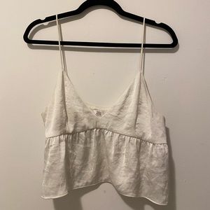 Aritzia white silk crop top